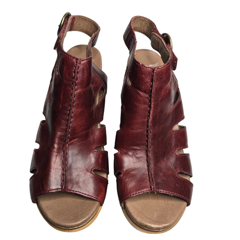 New Dansko Women Demetra Ruby Leather Cutout Chunky Platform Heel Sandals 8.5 - Picture 3 of 11